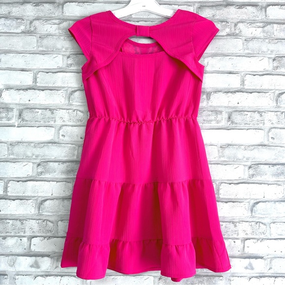 Wonder Nation Girls Pink Cap Sleeves Tiered Dress - Size M (7/8) - Picture 5 of 8
